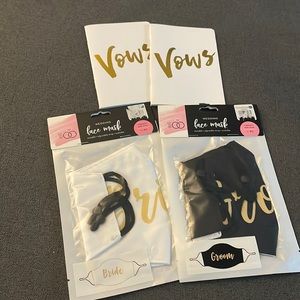 Vows books and Bride and Groom face masks